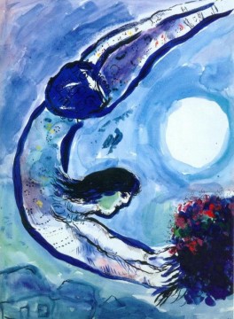 Acrobat with bouquet contemporary Marc Chagall Oil Paintings
